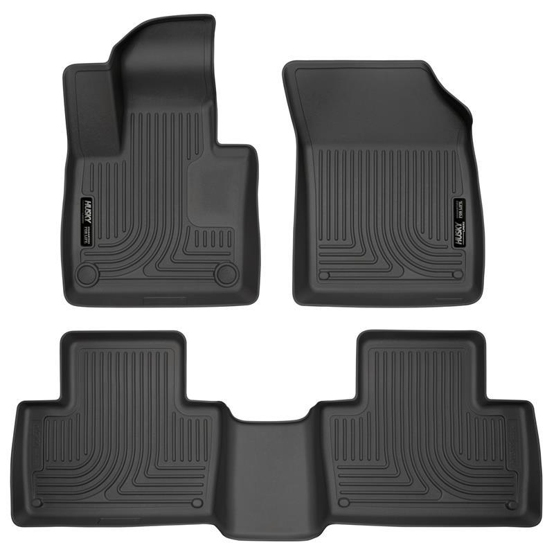 Volvo XC90 Floor Liners - Front + Rear - Husky Liners - WeatherBeater - Black - 2016
